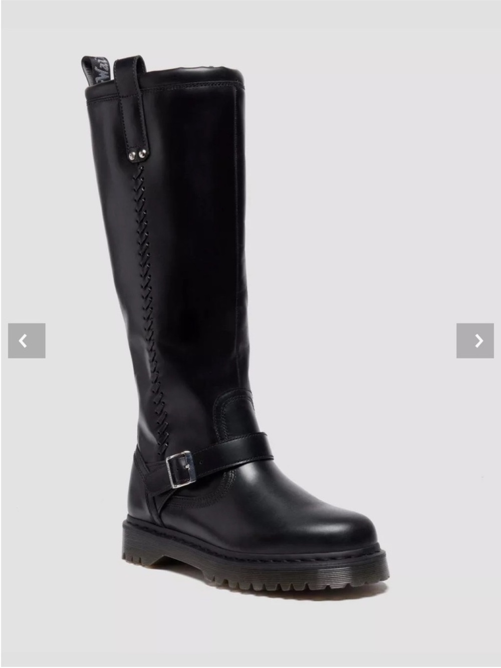 NWOB Dr. Martens Women's Black Tall Leather Buckle Boots size 9 - Picture 4 of 12